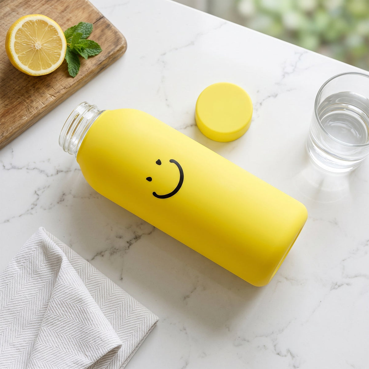 ML Smiley Face Glass Travel Water
