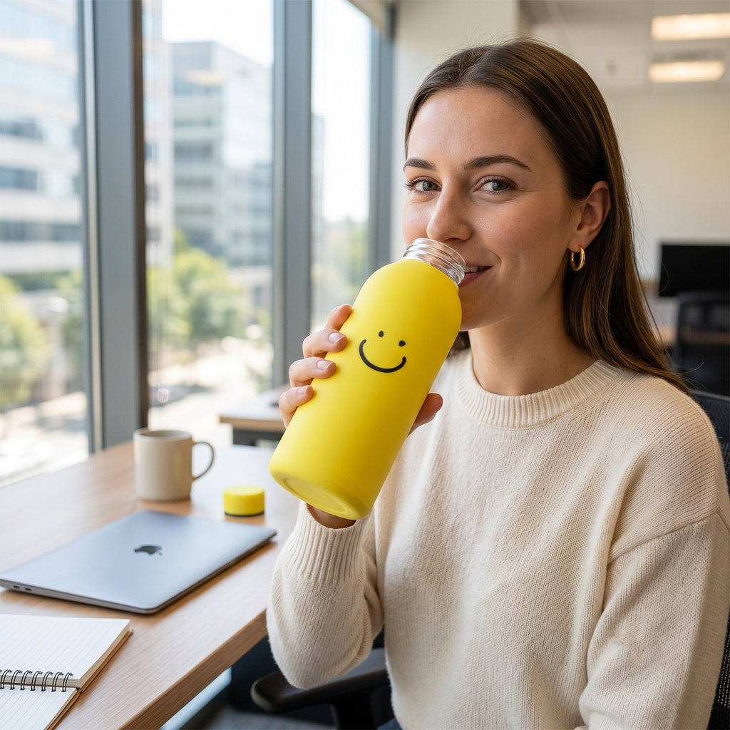 ML Smiley Face Glass Travel Water