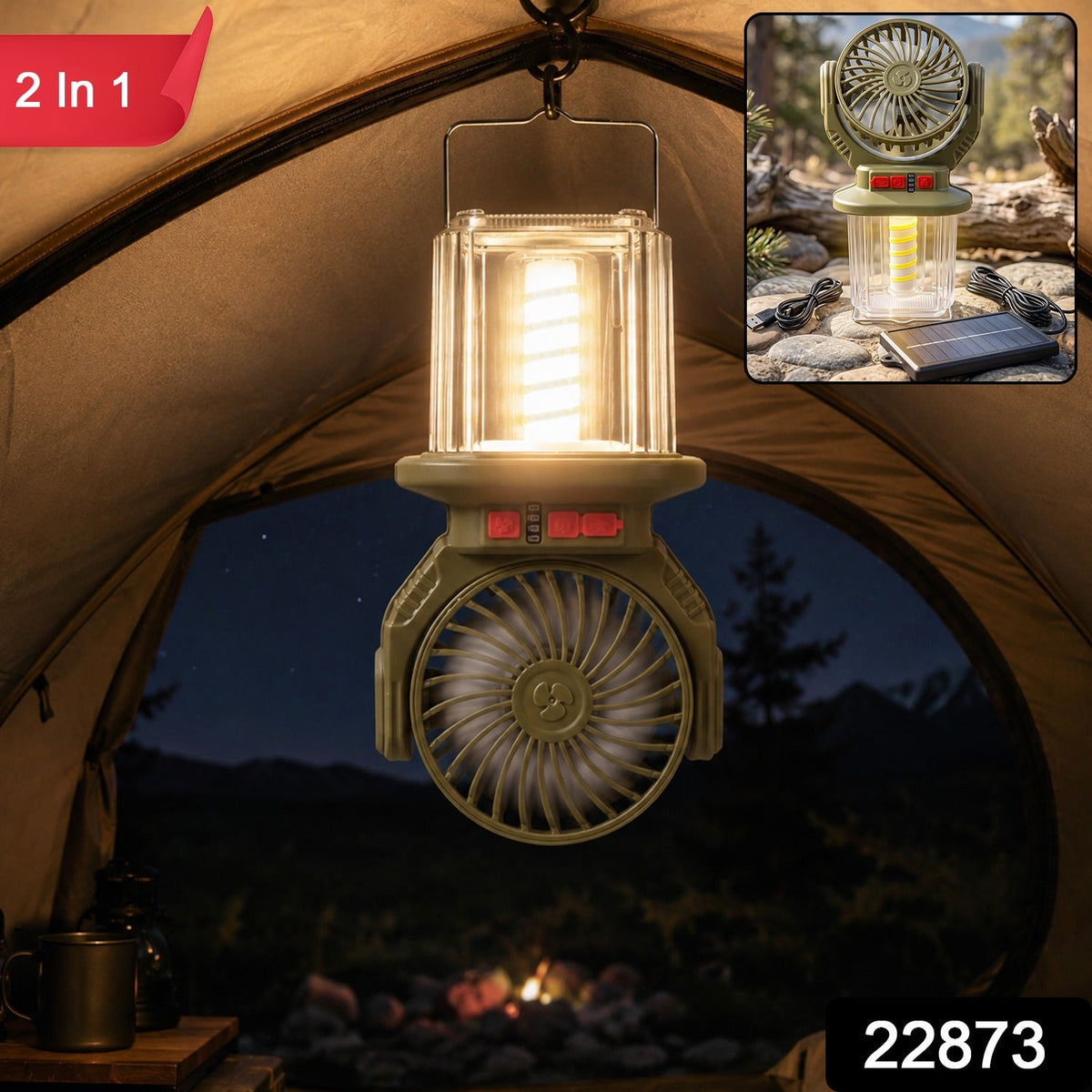 2 in 1 Solar Rechargeable Camping